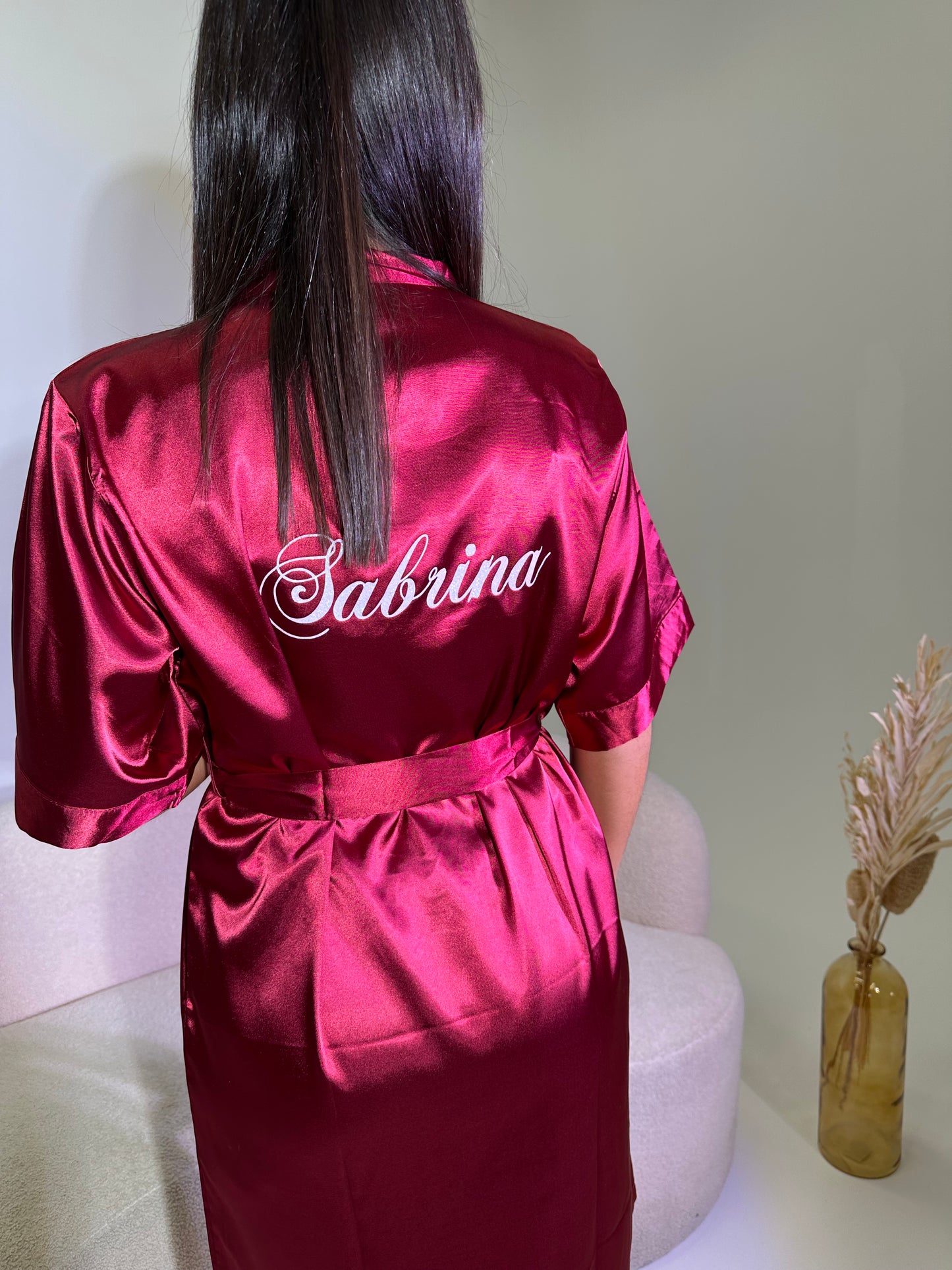 Peignoir en satin personnalisé - Rouge bordeaux
