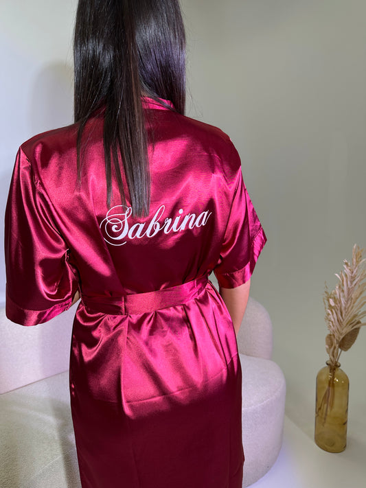 Peignoir en satin personnalisé - Rouge bordeaux