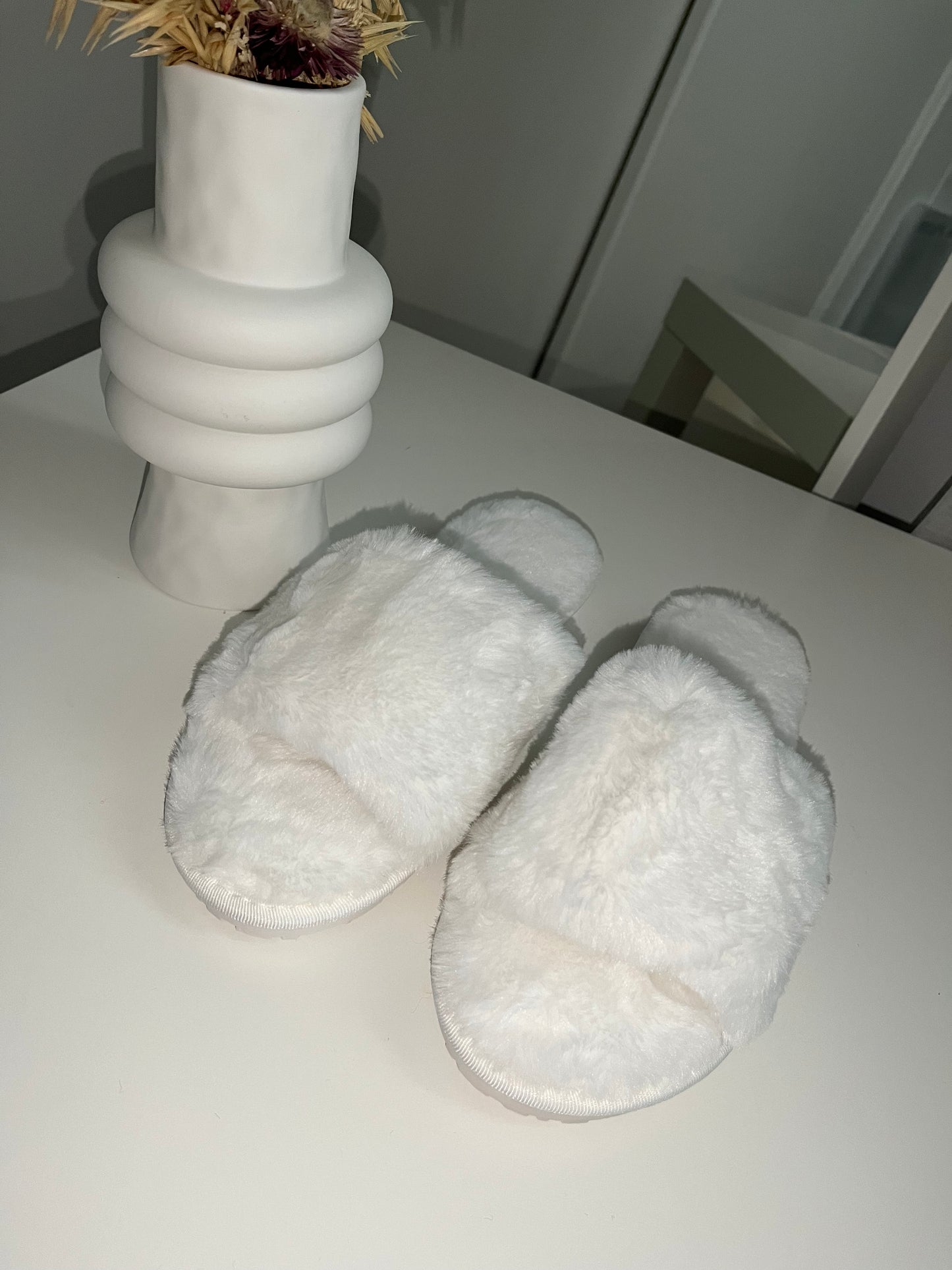 Chaussons fluffy personnalisés - Blanc